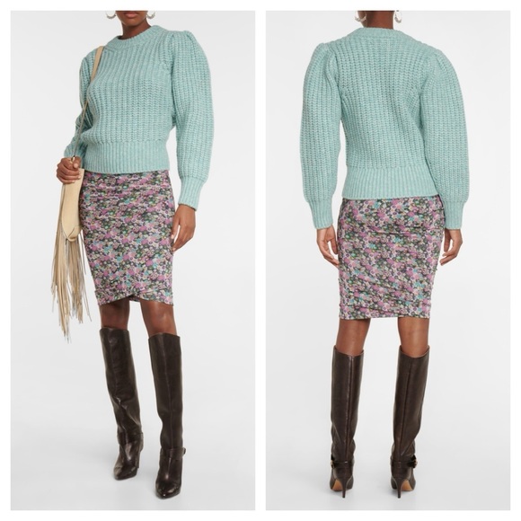 ISABEL MARANT Pacey Merino Wool Knit Sweater Blue-LT 36 Italy - Picture 3 of 17